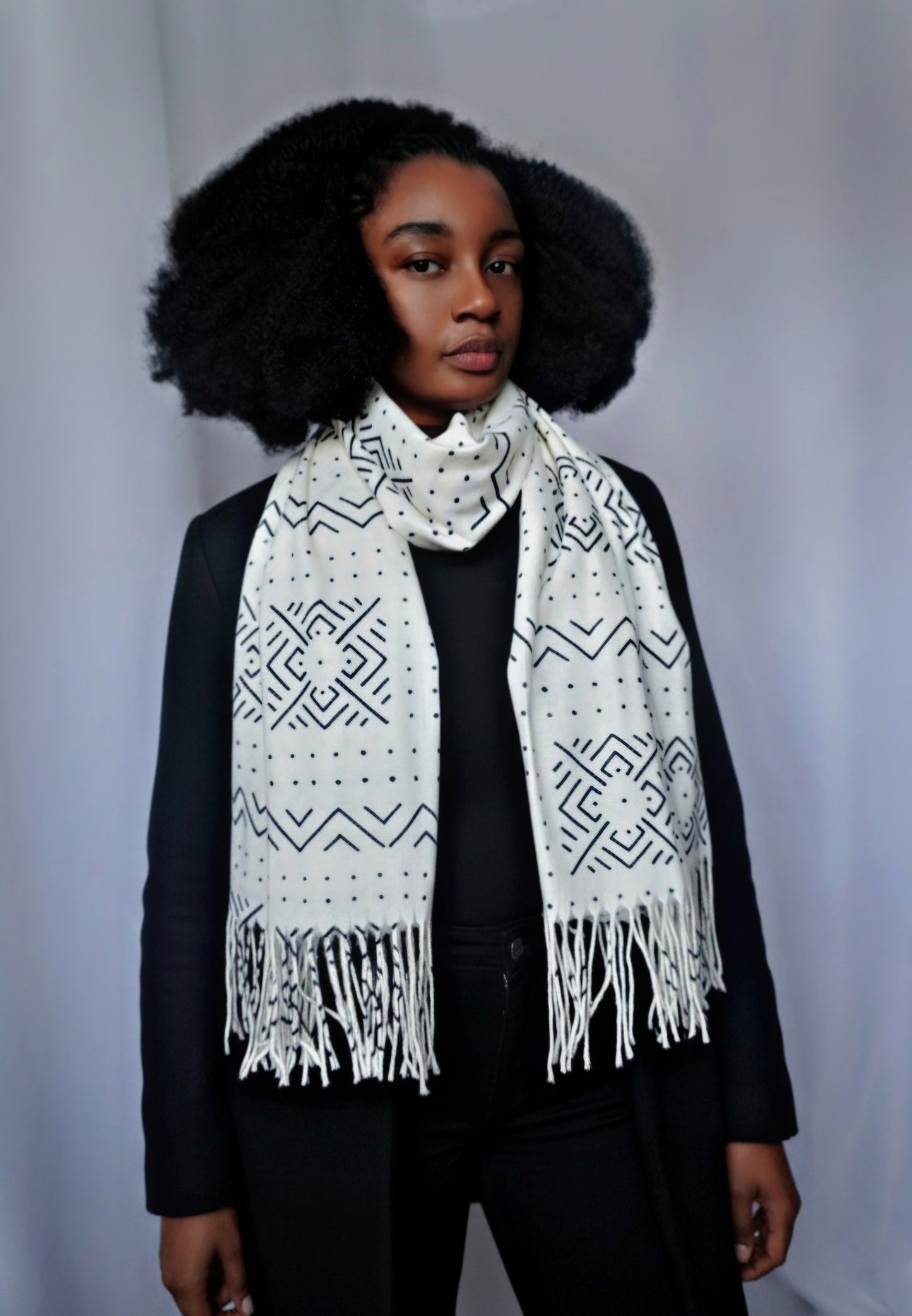 Écharpe bogolan blanc