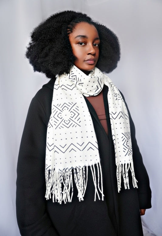 Écharpe bogolan blanc