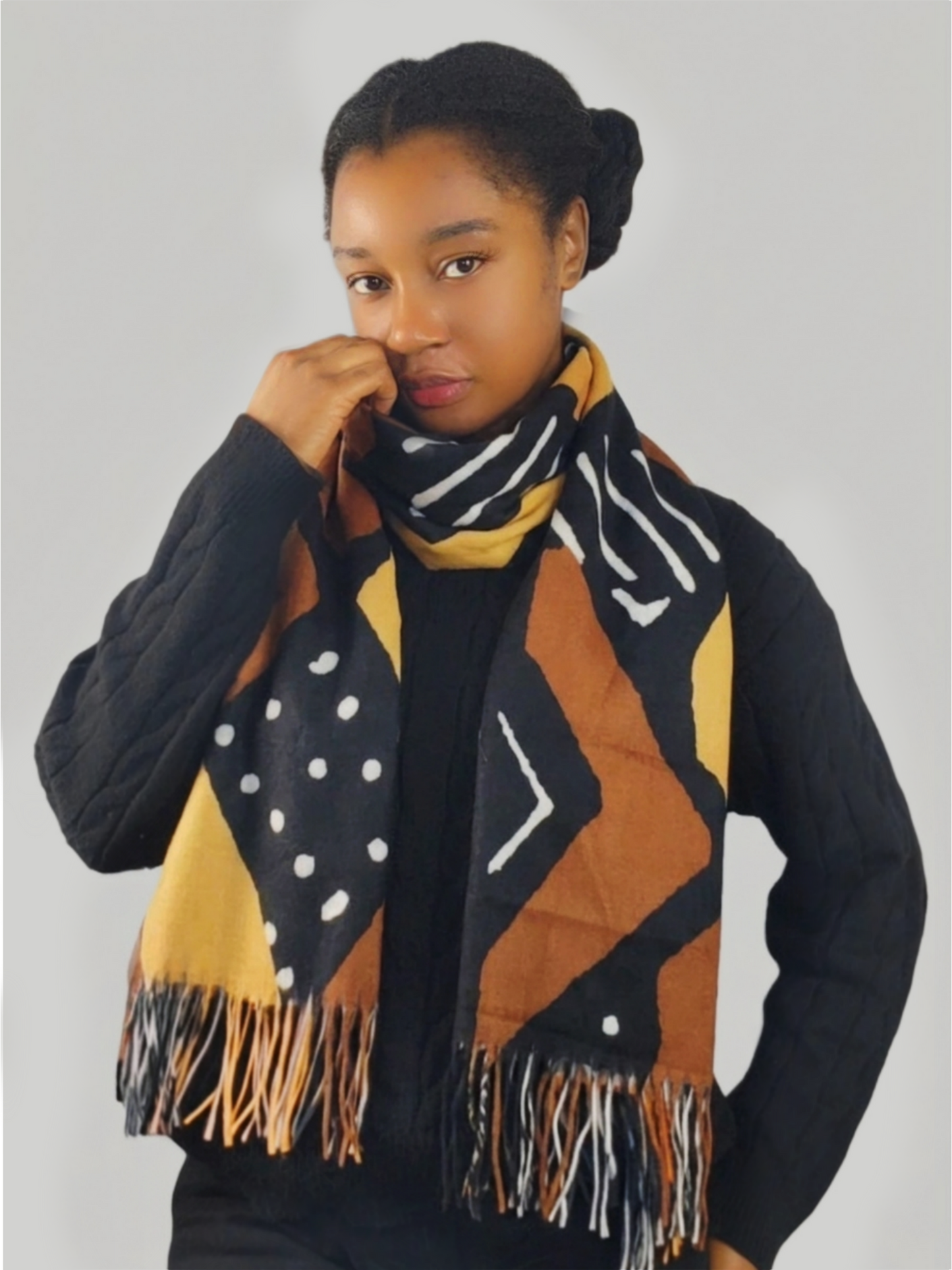 écharpe bogolan en imitation de cashmere