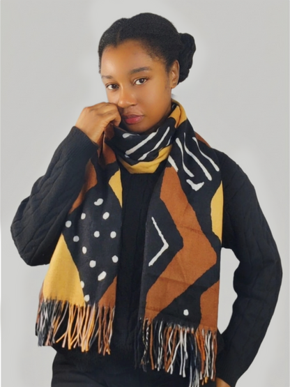 écharpe bogolan en imitation de cashmere