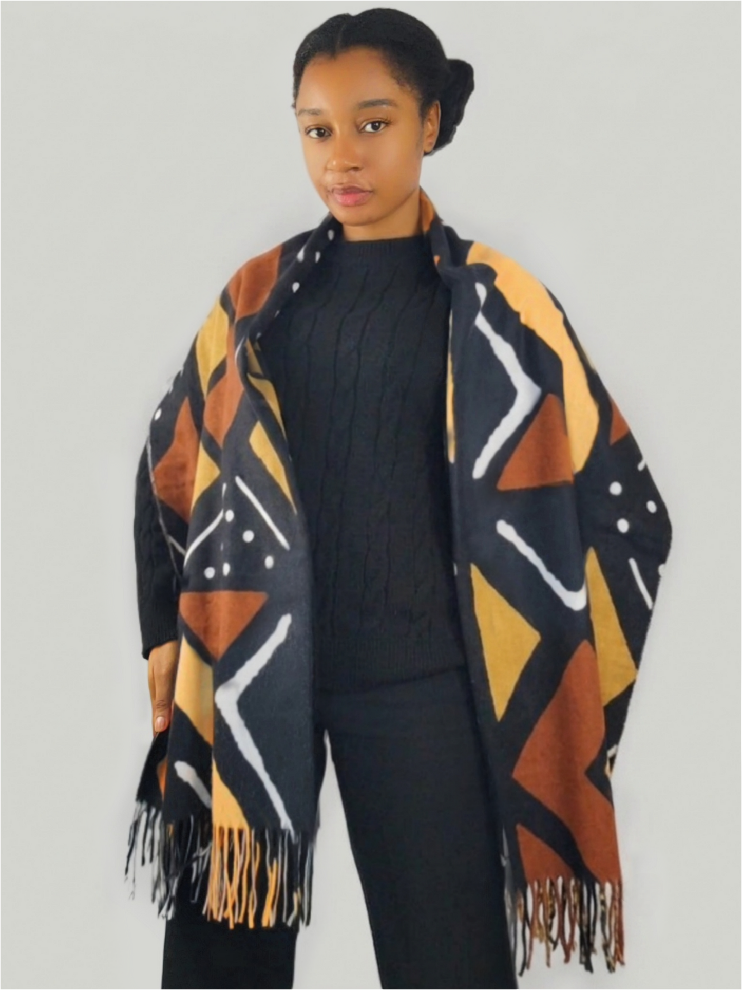 écharpe bogolan en imitation de cashmere