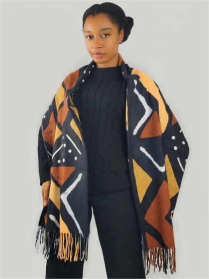 écharpe bogolan en imitation de cashmere